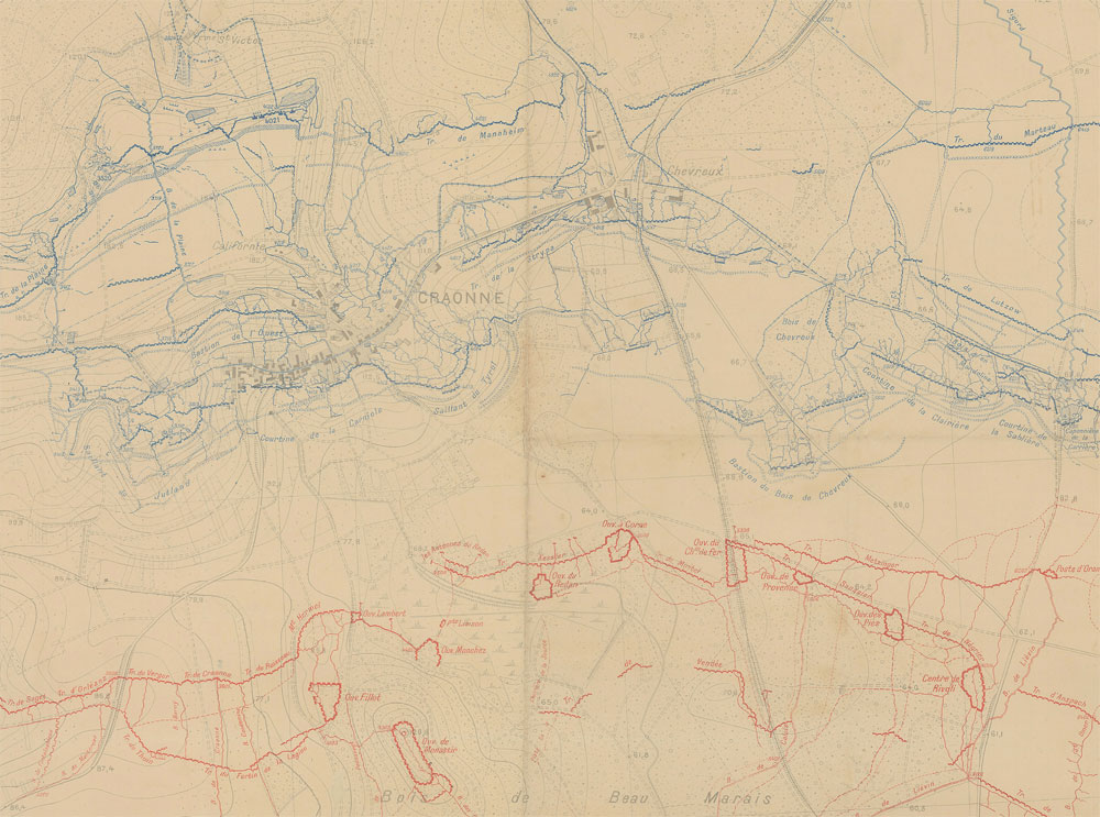 Secteur d'attaque de Craonne à Chevreux le 16 avril 1917