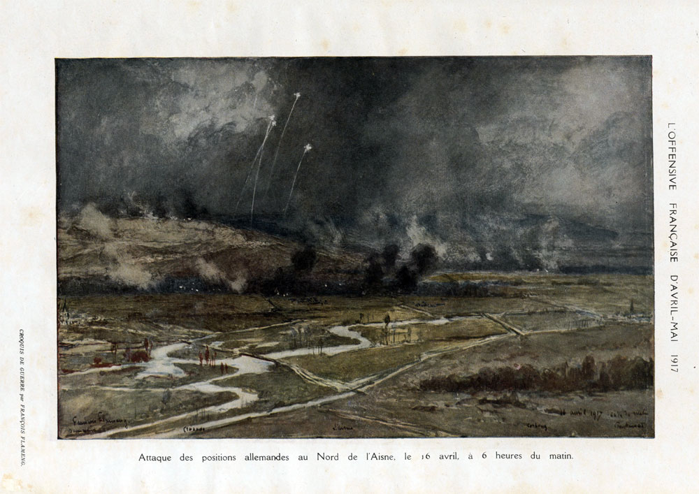 L'attaque des positions allemandes le 16 avril 1917 à 6h du matin, par François Flameng