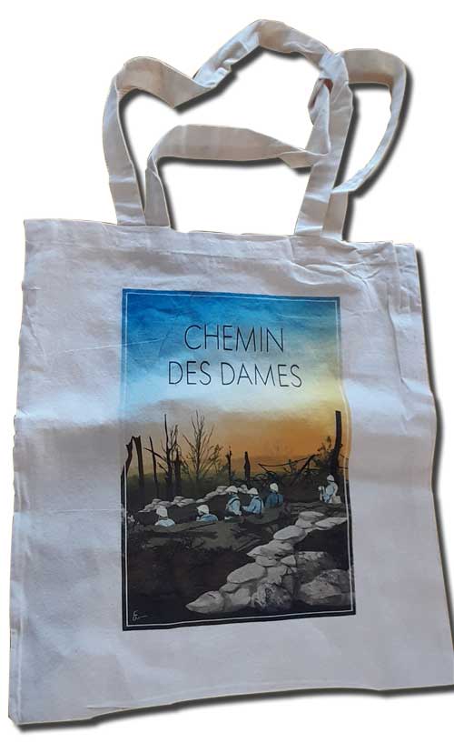 Tote Bag Chemin des Dames; en vente à la boutique du Centre d'Accueil du Visiteur du Chemin des Dames