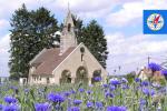 Chapelle de la nécropole de Cerny-en-Laonnois avec bleuets– Baludik Chemin des Dames