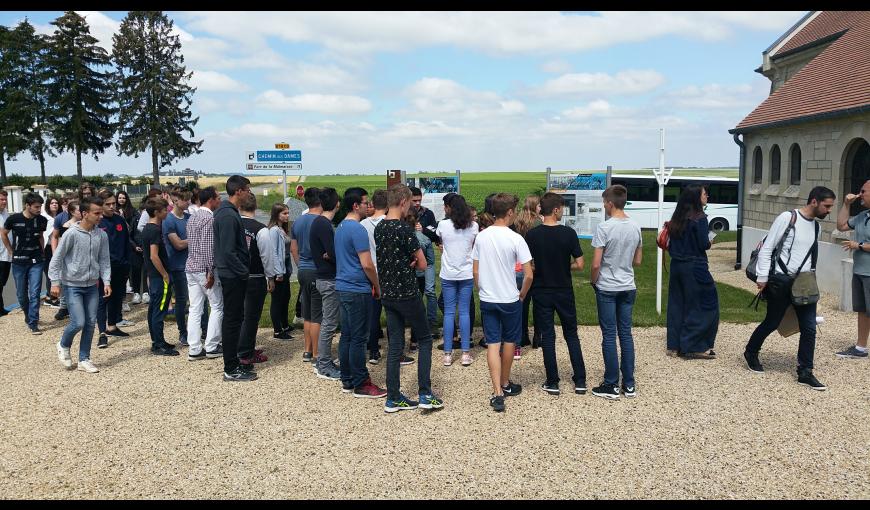 Inauguration du projet QR-Codes/Story-Maps au Mémorial de Cerny-en-Laonnois, par les 3e du collège de Corbeny (25 juin 2018)