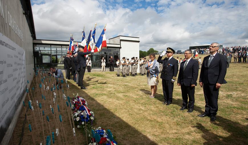 Hommage aux combattants du 25 juin 1917 en présence de Nicolas Fricoteaux, Président du Département de l'Aisne, et François Rampelberg, Vice-Président , Nicolas Basselier, Préfet de l'Aisne, Cécile Amour, Maire d'Oulches-la-Vallée-Foulon  