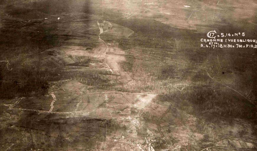 Vue aérienne oblique de Craonne, 9 avril 1917 
