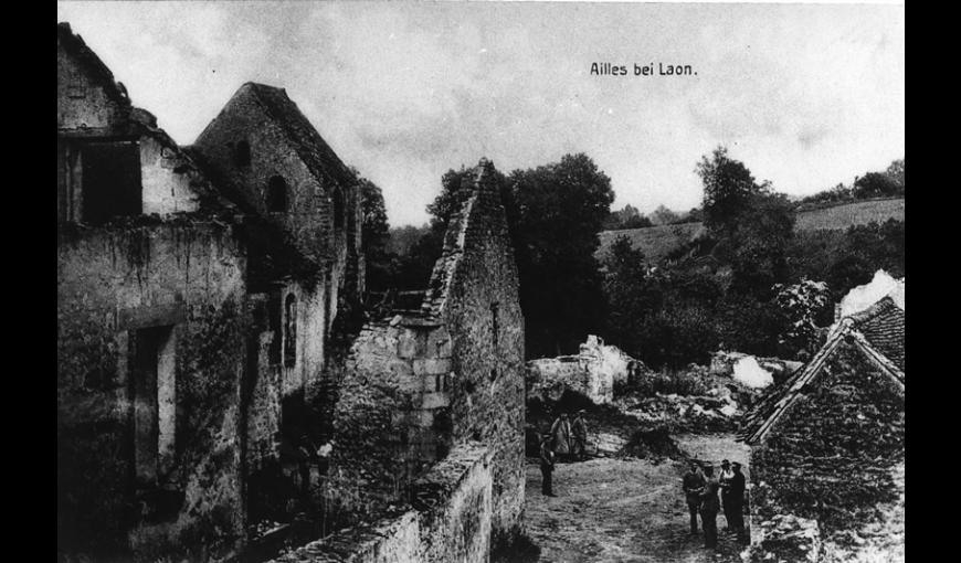 Carte postale allemande du villages d'Ailles, village détruit du Chemin des Dames (Aisne)