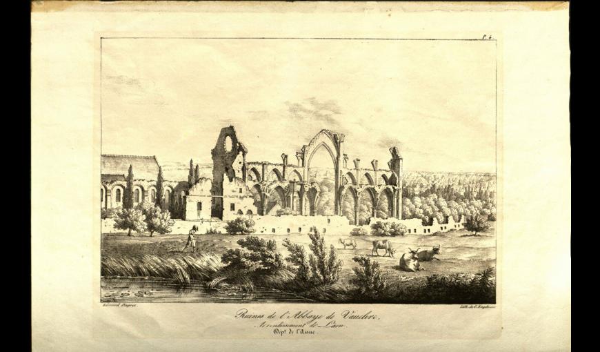 Estampe de l'abbaye de Vauclerc (Aisne)