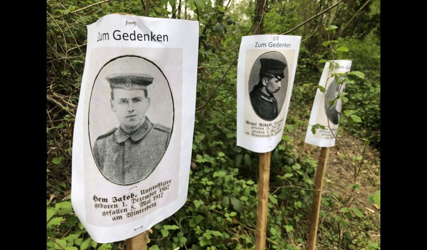 Portraits de soldats disparus en 1917 au Winterbergtunnel