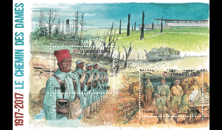 double-timbre commémoratif du centenaire de la bataille du Chemin des Dames 1917-2017