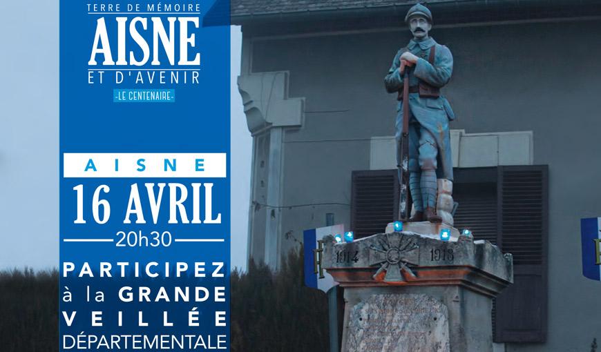 Affiche pour la grande veillée départementale du Souvenir (Aisne), 16 avril 2017