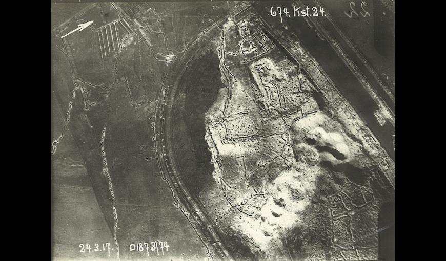 Vue aérienne de la Côte 108 en 1917