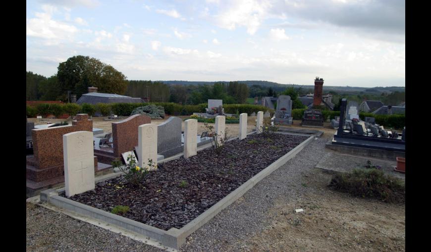 Sépultures britanniques au cimetière communal de Bourg-et-Comin (Aisne)