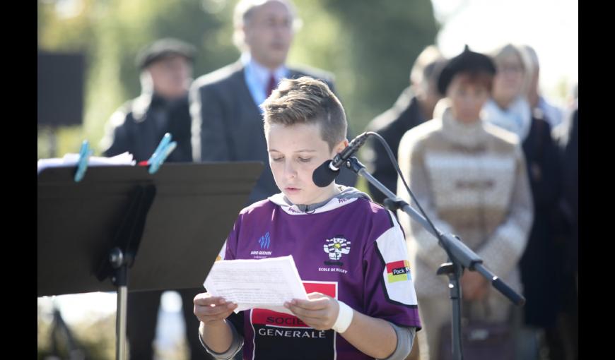 Inauguration du Mémorial international aux joueurs de rugby morts durant la Grande Guerre : "Rubans de la Mémoire", le 16 septembre 2017