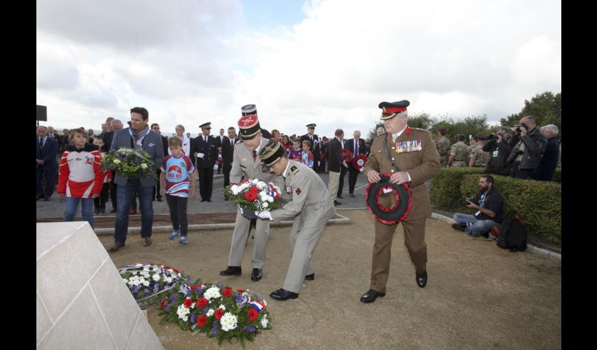 Inauguration du Mémorial international aux joueurs de rugby morts durant la Grande Guerre : "Rubans de la Mémoire", le 16 septembre 2017