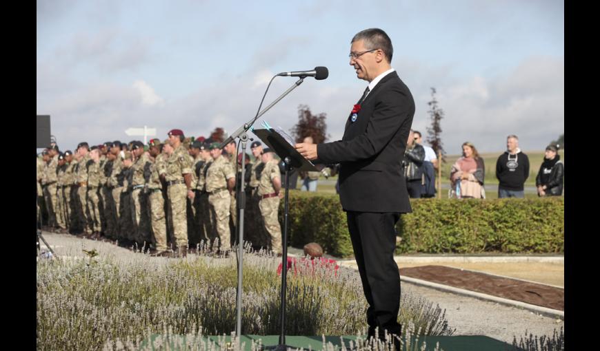 Inauguration du Mémorial international aux joueurs de rugby morts durant la Grande Guerre : "Rubans de la Mémoire", le 16 septembre 2017. Discours de Nicoals Fricoteaux, Président du Conseil départemental de l'Aisne