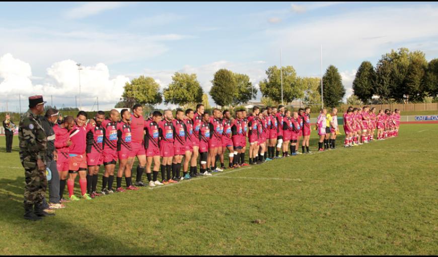 Match de gala entre le « XV du Pacifique » et l’équipe militaire de Grande-Bretagne (Army Rugby Union) au Stade Levindrezy de Laon, le 16 septembre 2017