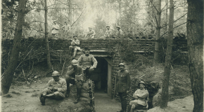 Soldiers in front of dugout at Chemin des Dames Soldiers in front of dugout at Chemin des Dames