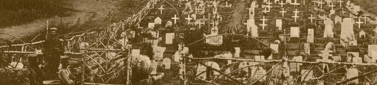 Carte postale allemande du cimetière provisoire d'Ailles, village détruit du Chemin des Dames (Aisne)