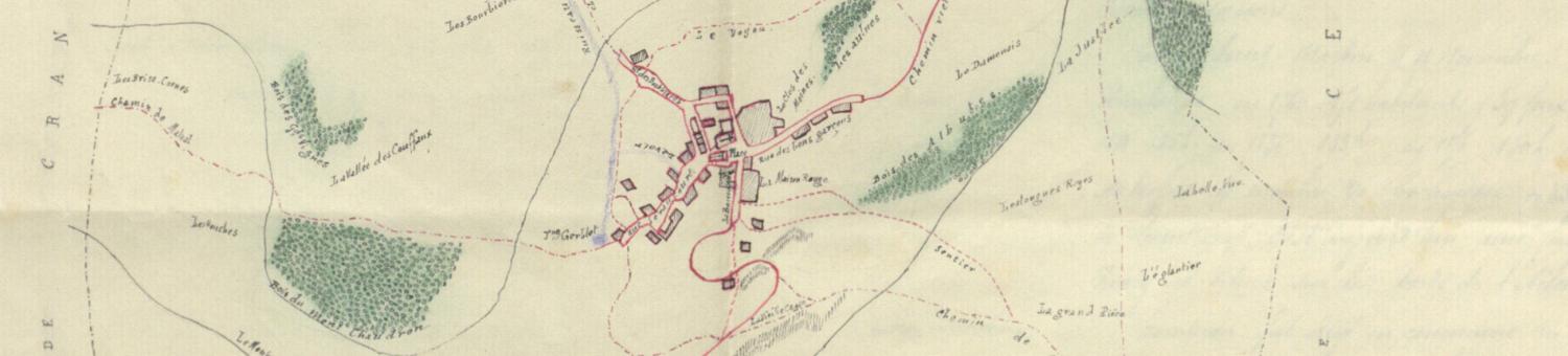 Carte de la commune de Courtecon en 1888, extraite de la monographie communale