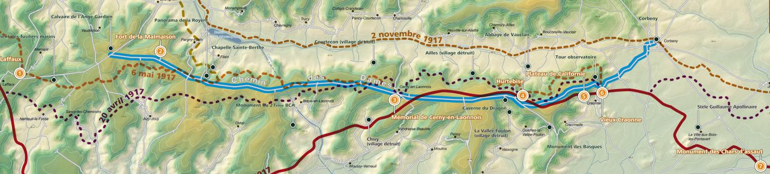 Carte extraite de l'exposition "Chemin des Dames 1917-2017"